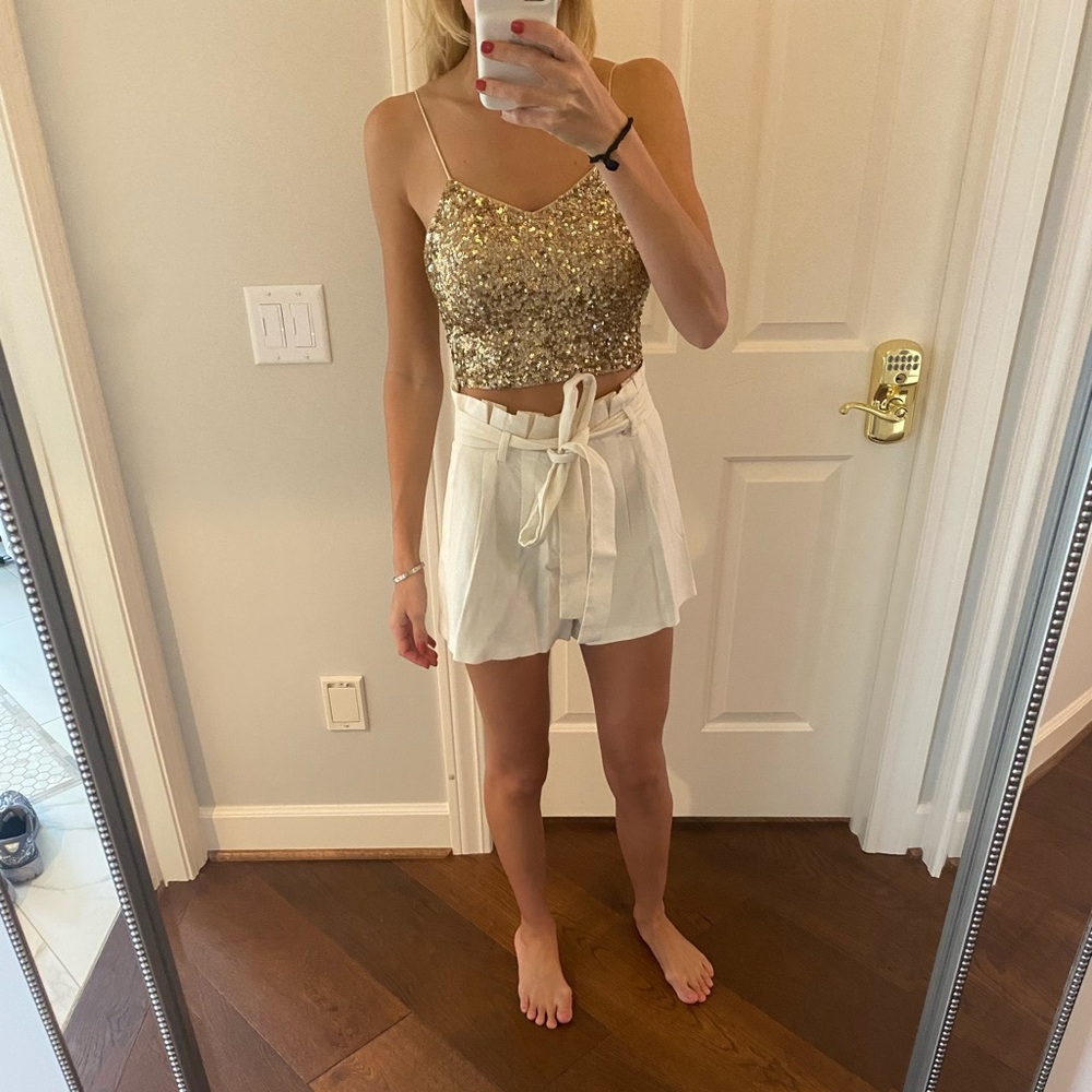 Alice + Olivia sequin crop top